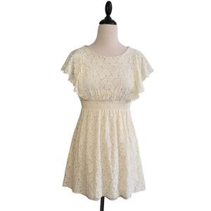 White Lace Mini Dress Graduation Coquette Cottagecore‎ Small Cream Initiation